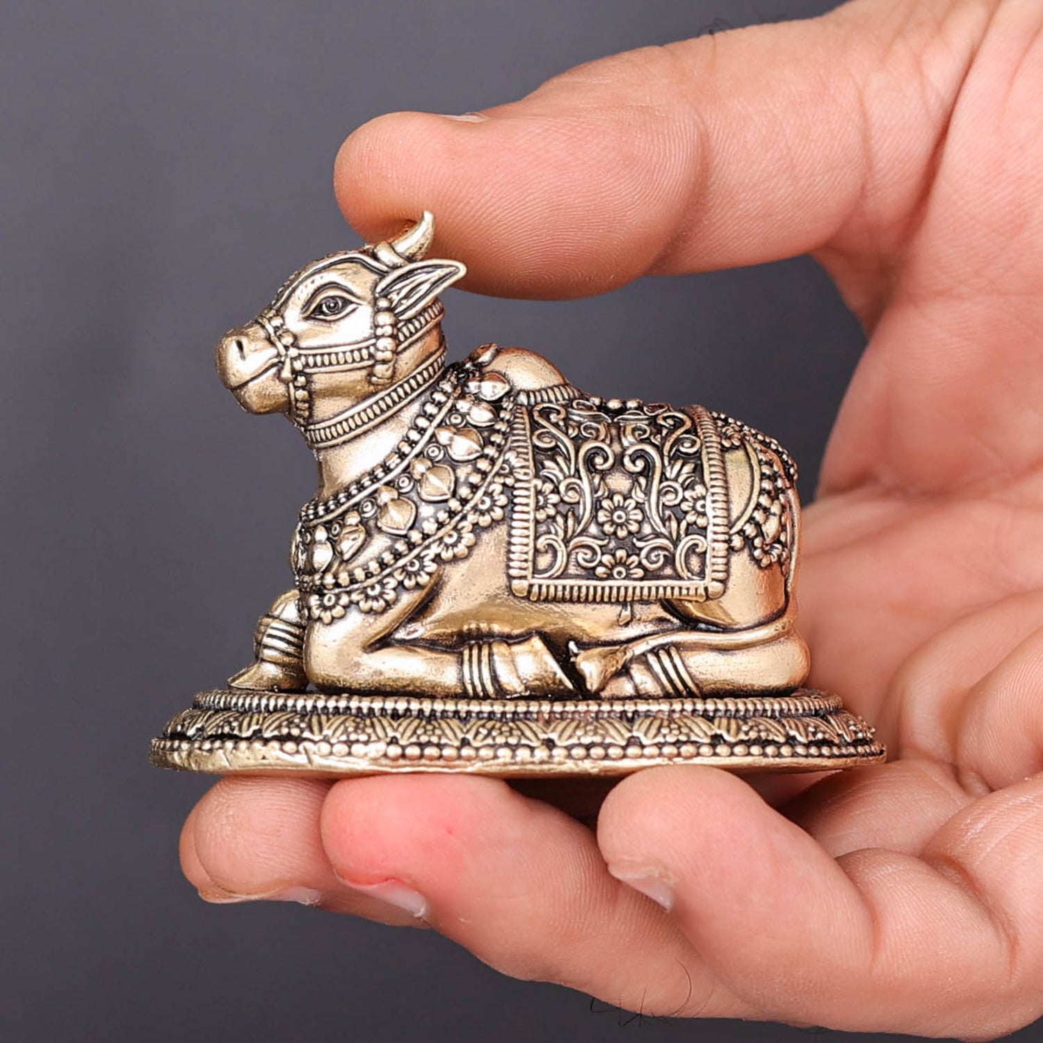 Brass Antique Nandi Statue 2.8" - Image 4