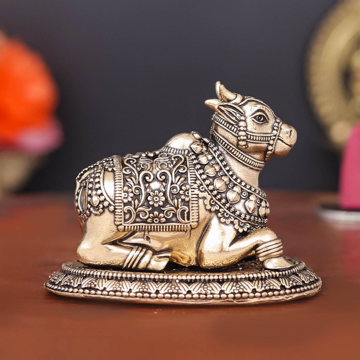 Brass Antique Nandi Statue 2.8"