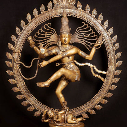 Brass Large Size Nataraja Idol Dancing Shiva Sculpture Antique Finish 6 Feet by vendor-unknown - Hindu Gods (View 2)
