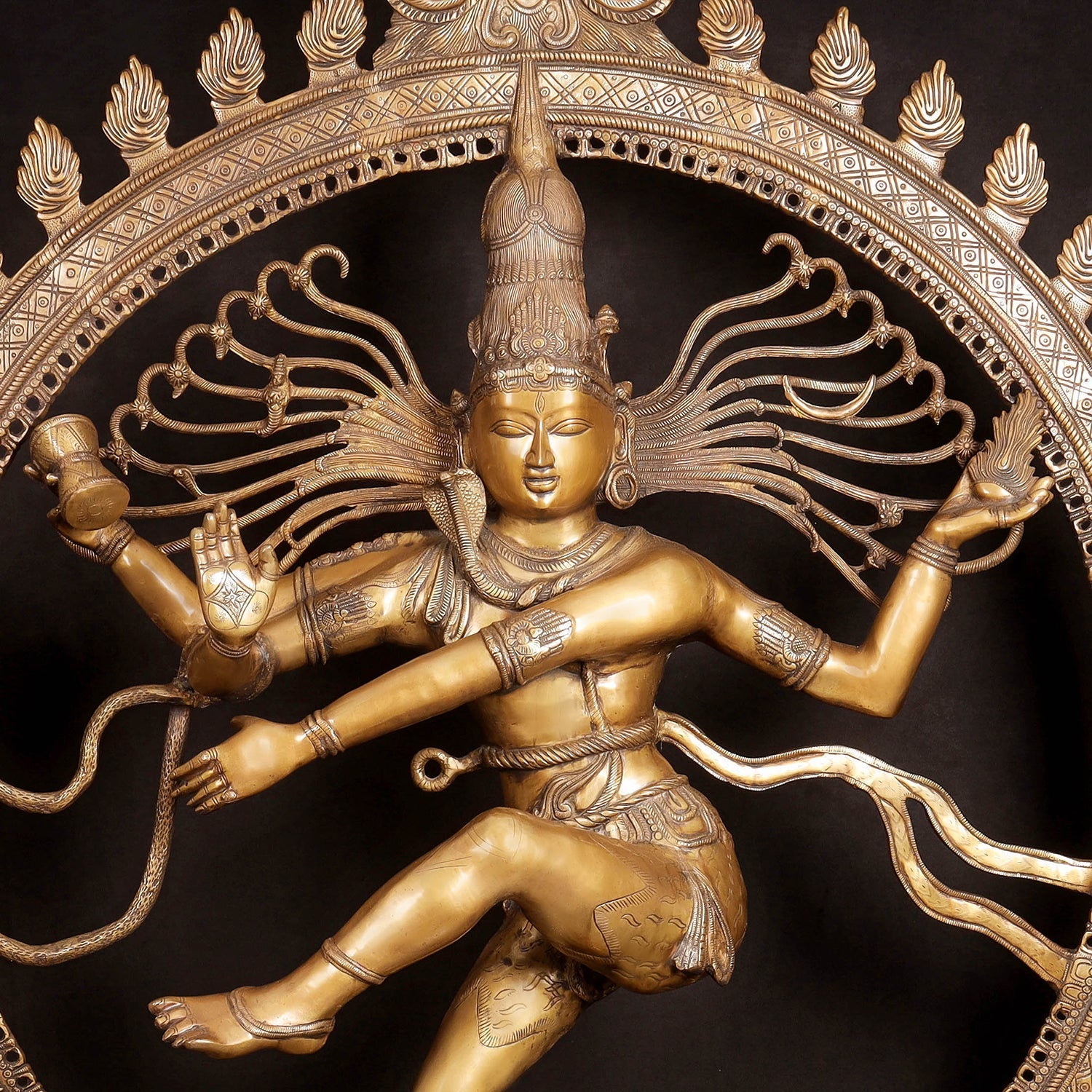 Brass Large Size Nataraja Idol Dancing Shiva Sculpture Antique Finish 6 Feet - Image 3