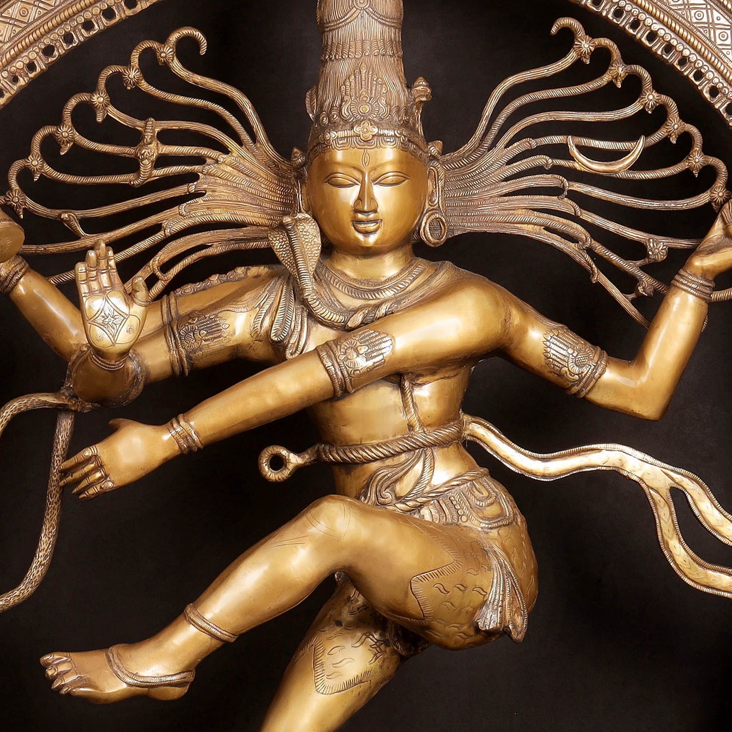 Brass Large Size Nataraja Idol Dancing Shiva Sculpture Antique Finish 6 Feet - Image 5