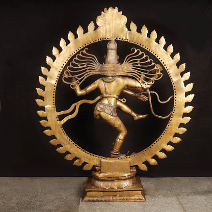 Brass Large Size Nataraja Idol Dancing Shiva Sculpture Antique Finish 6 Feet by vendor-unknown - Hindu Gods (View 6)