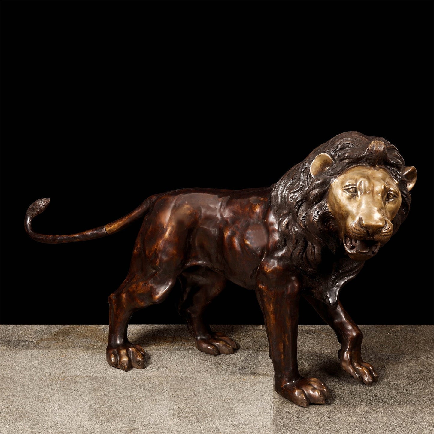 Brass Large Size Lion Statue Sculpture Decor Showpiece 77 Inches