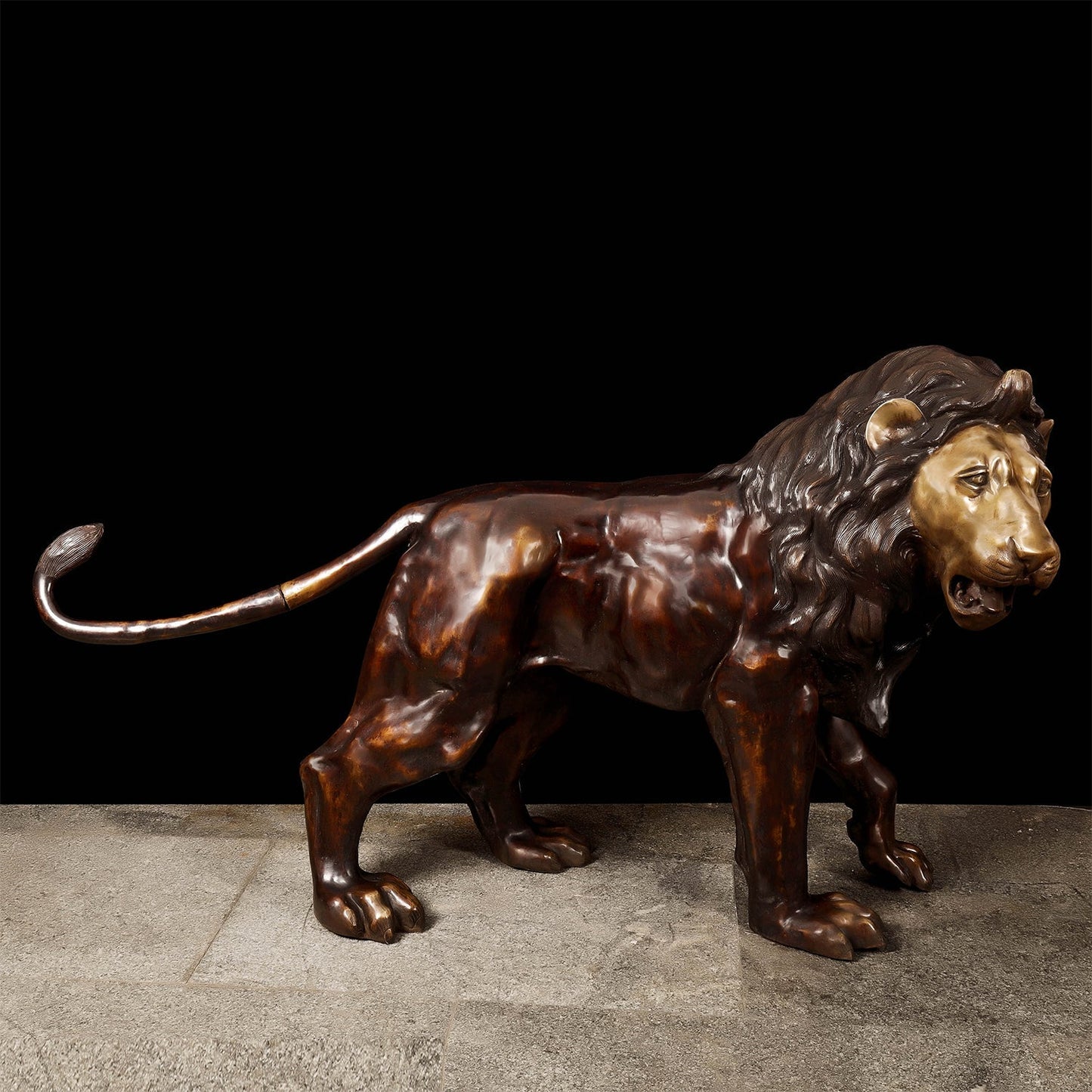 Brass Large Size Lion Statue Sculpture Decor Showpiece 77 Inches