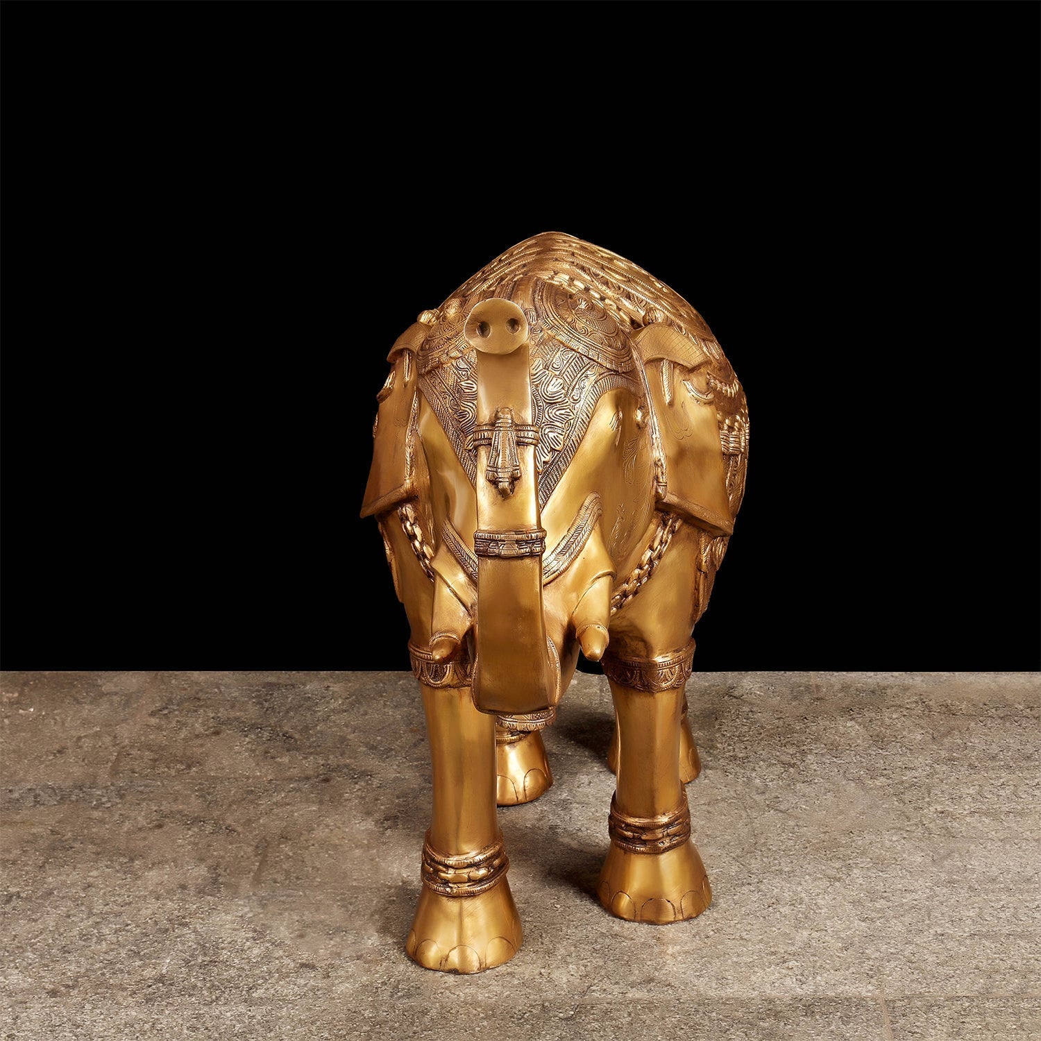 Brass Large Size Engraved Elephant Statue Figurine Decor 39 Inches - Image 4