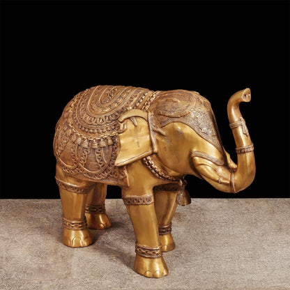 Brass Large Size Engraved Elephant Statue Figurine Decor 39 Inches by vendor-unknown - Decor (View 3)