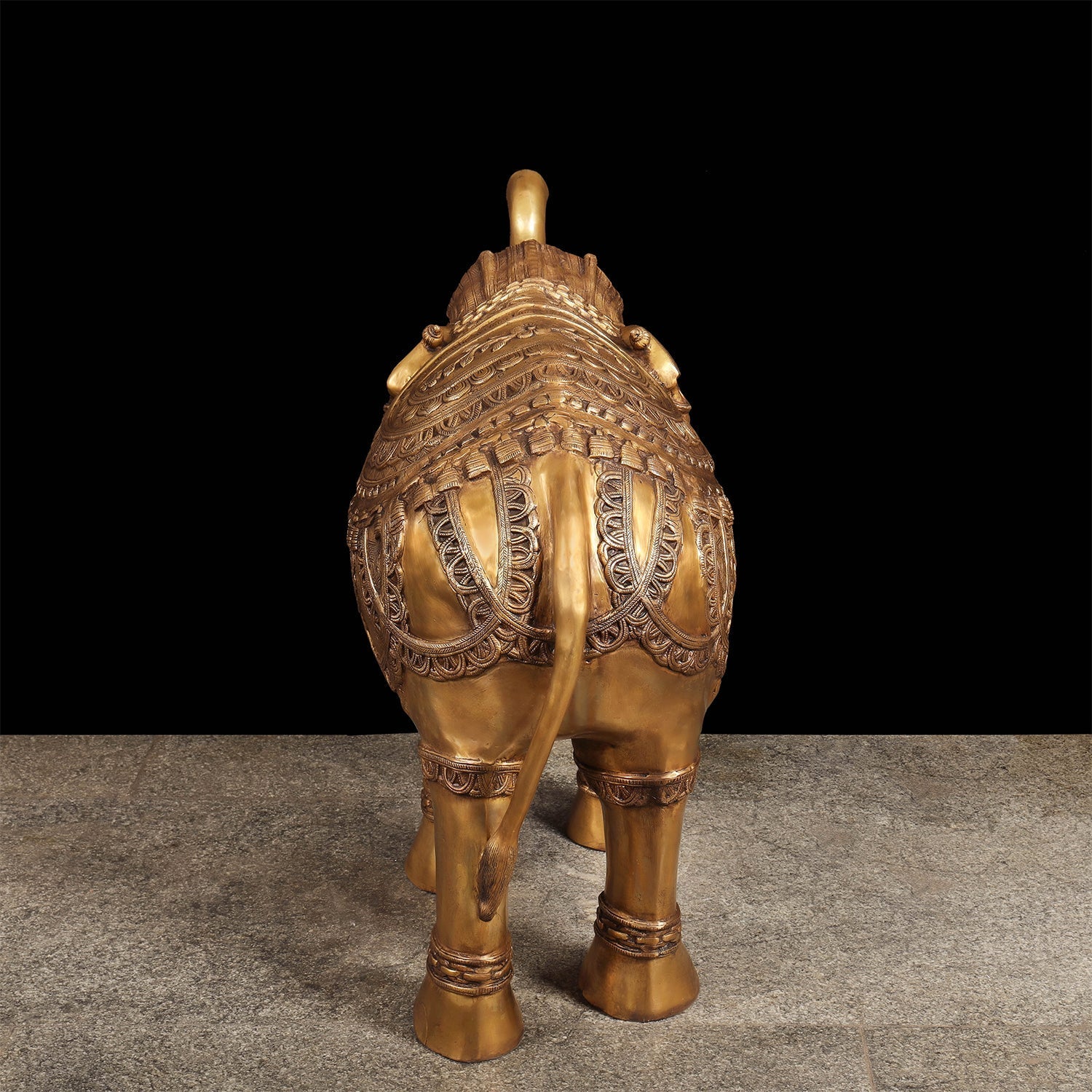 Brass Large Size Engraved Elephant Statue Figurine Decor 39 Inches - Image 7
