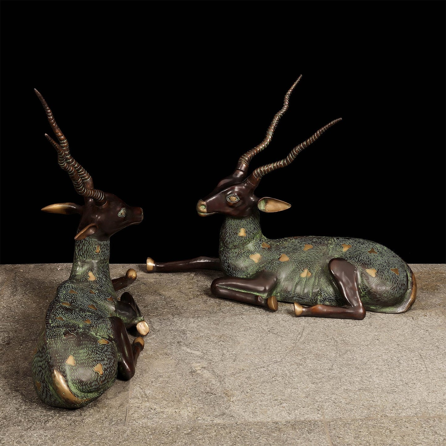 Brass Large Deer Pair Decorative Showpiece Animal Figurine 3 Feet