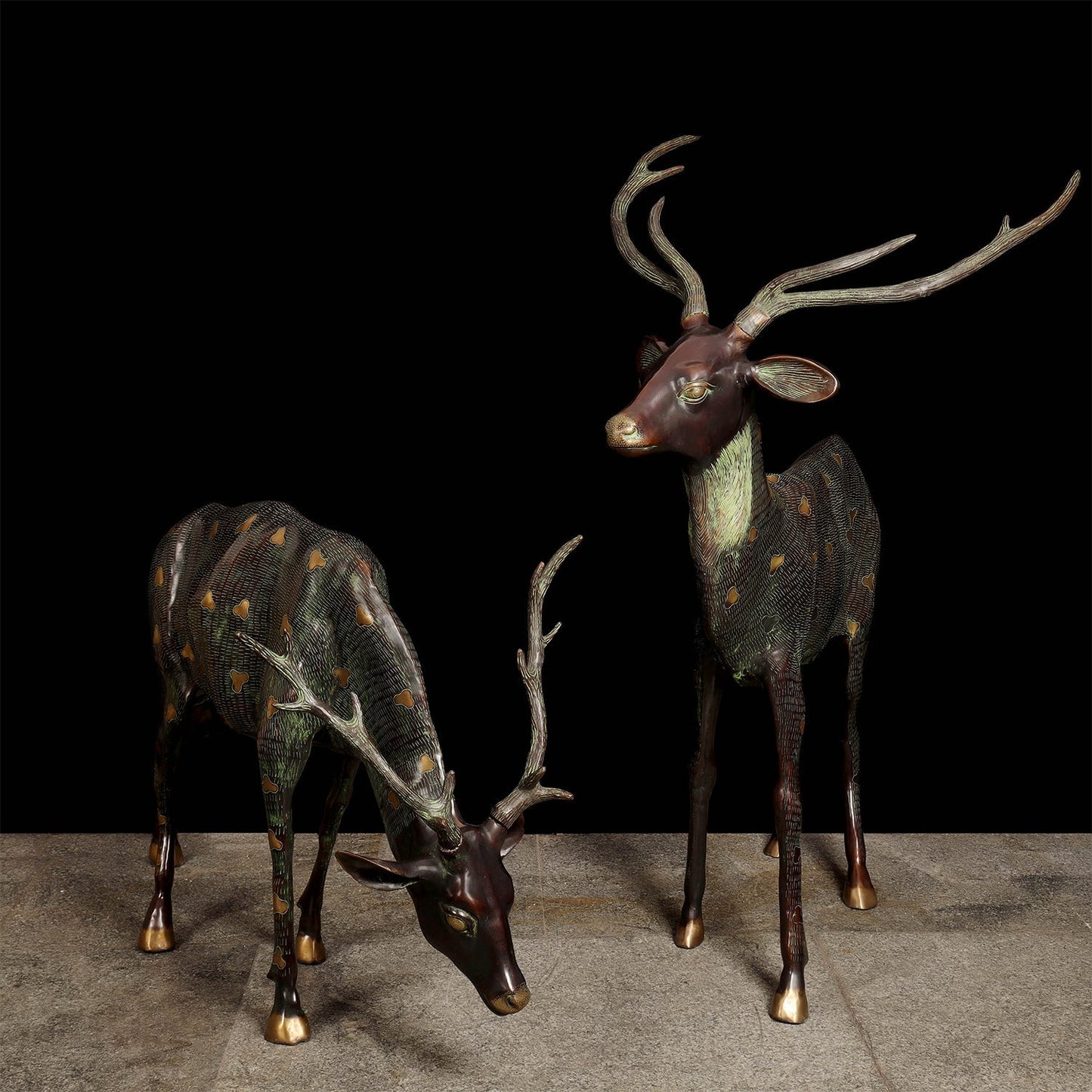 Brass Large Deer Pair Decorative Showpiece Animal Figurine 4 Feet