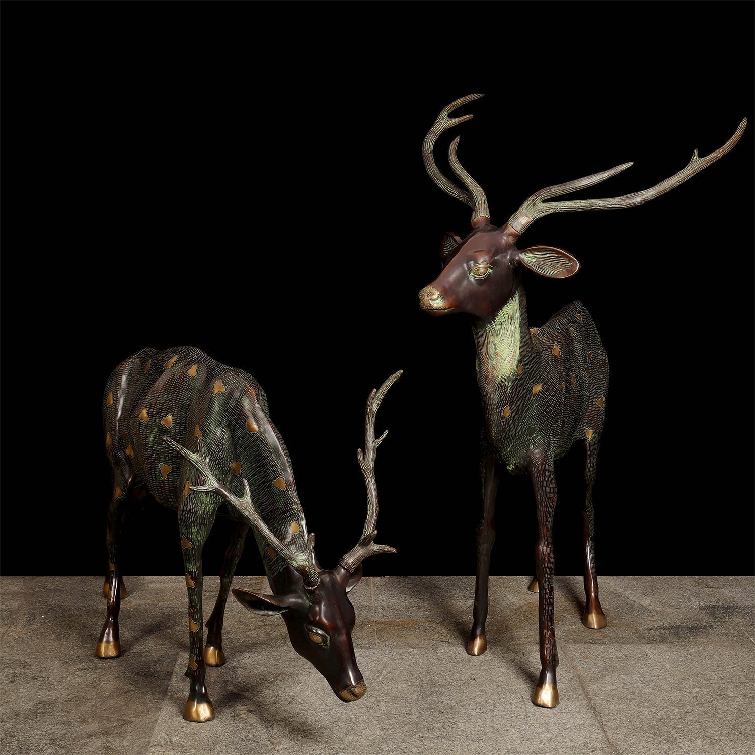 Brass Large Deer Pair Decorative Showpiece Animal Figurine 4 Feet - Image 3