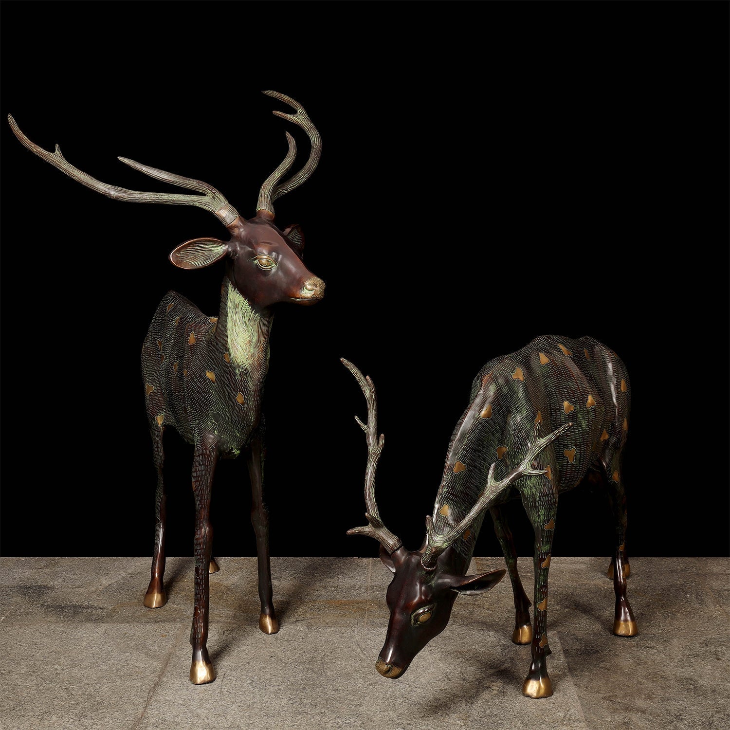 Brass Large Deer Pair Decorative Showpiece Animal Figurine 4 Feet - Image 4