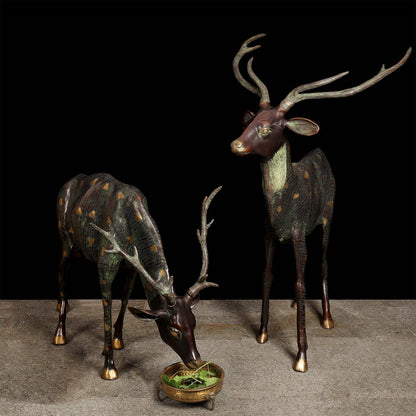 Brass Large Deer Pair Decorative Showpiece Animal Figurine 4 Feet by vendor-unknown - Decor (View 5)