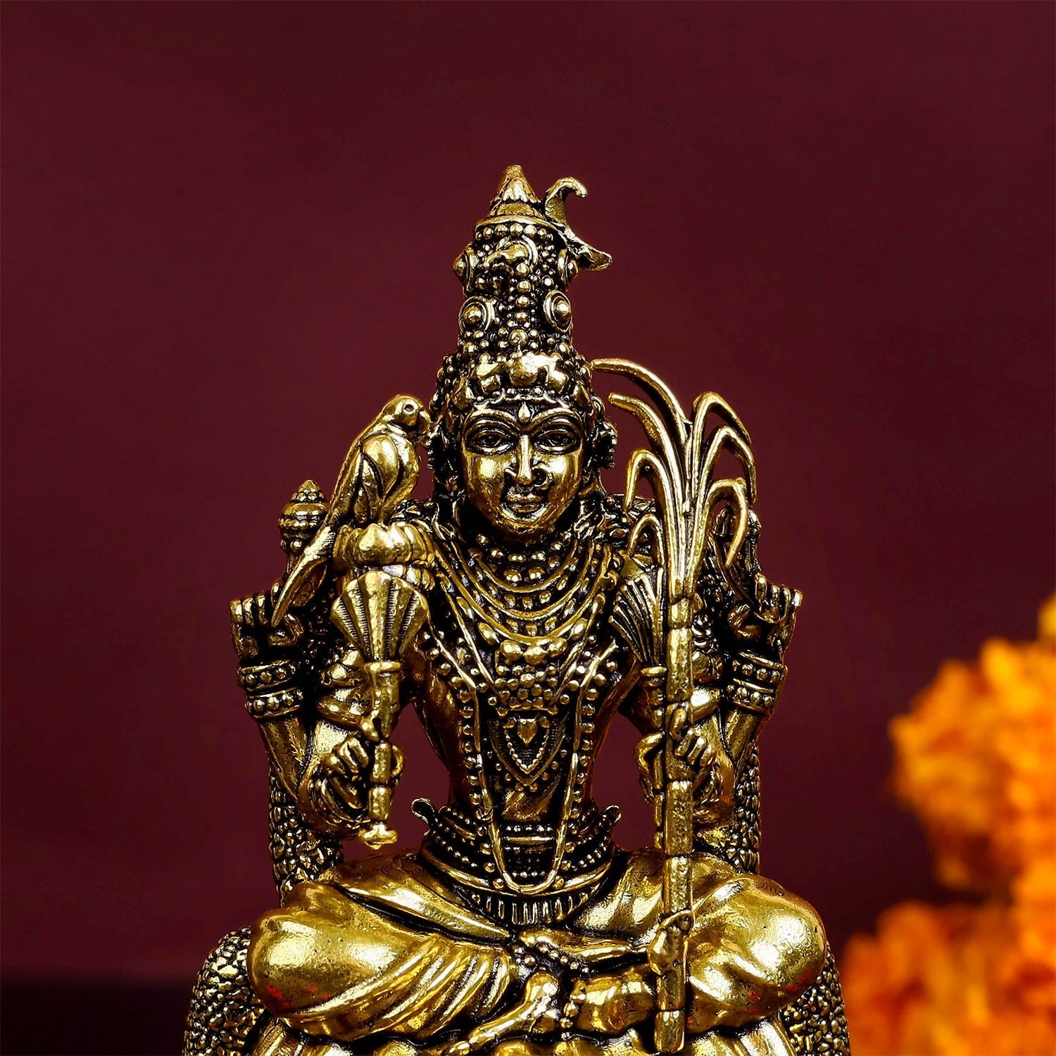 Brass Superfine Lalita Devi Rajarajeshwari Idol Golden Finish 4 Inch - Image 2