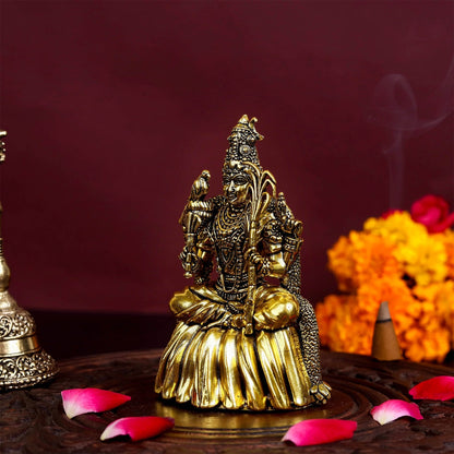 Brass Superfine Lalita Devi Rajarajeshwari Idol Golden Finish 4 Inch by vendor-unknown - Hindu Gods (View 3)