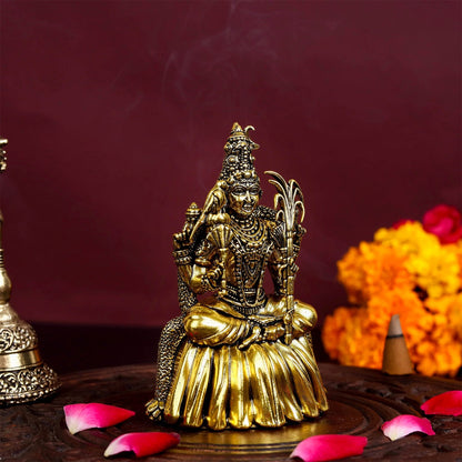 Brass Superfine Lalita Devi Rajarajeshwari Idol Golden Finish 4 Inch by vendor-unknown - Hindu Gods (View 4)