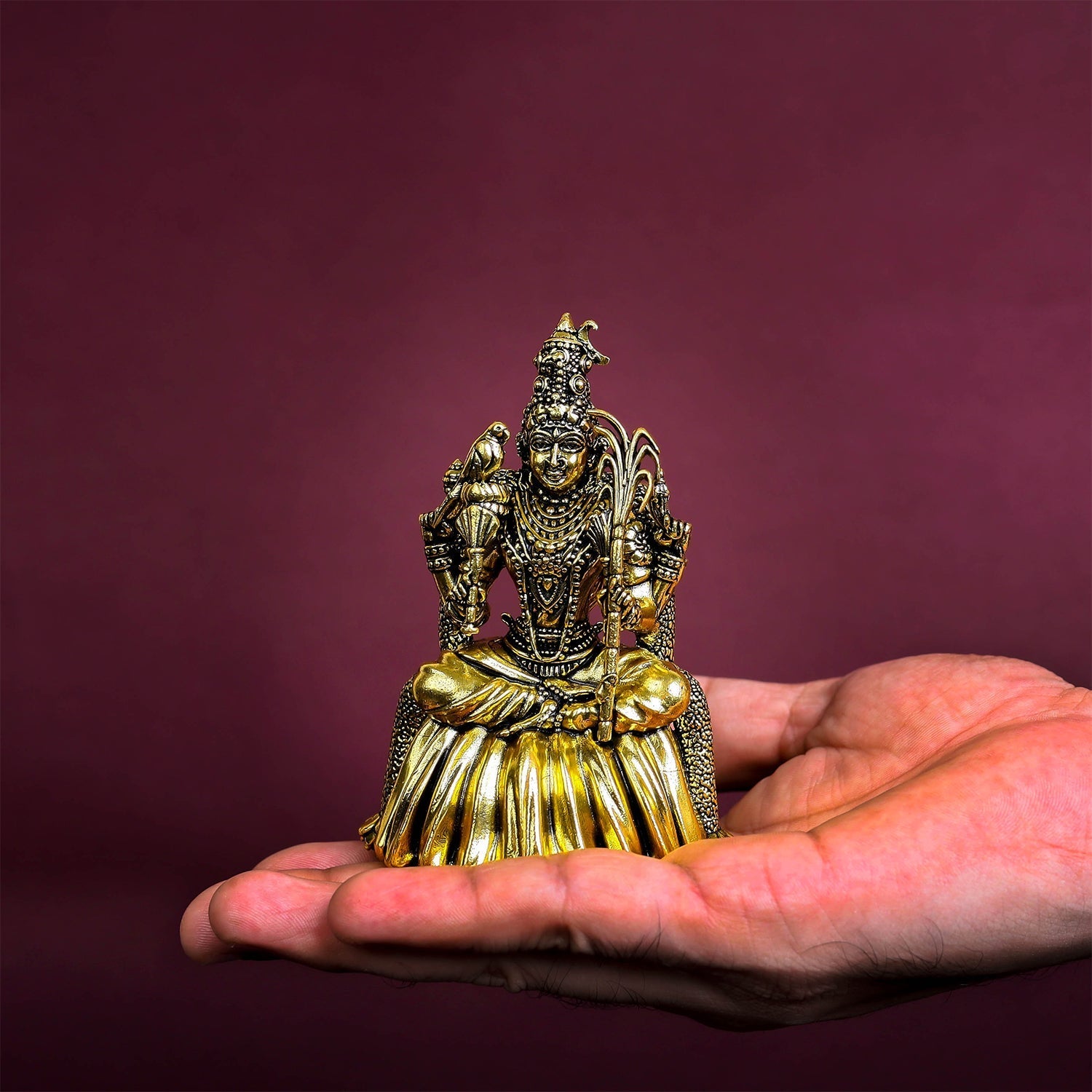 Brass Superfine Lalita Devi Rajarajeshwari Idol Golden Finish 4 Inch - Image 6