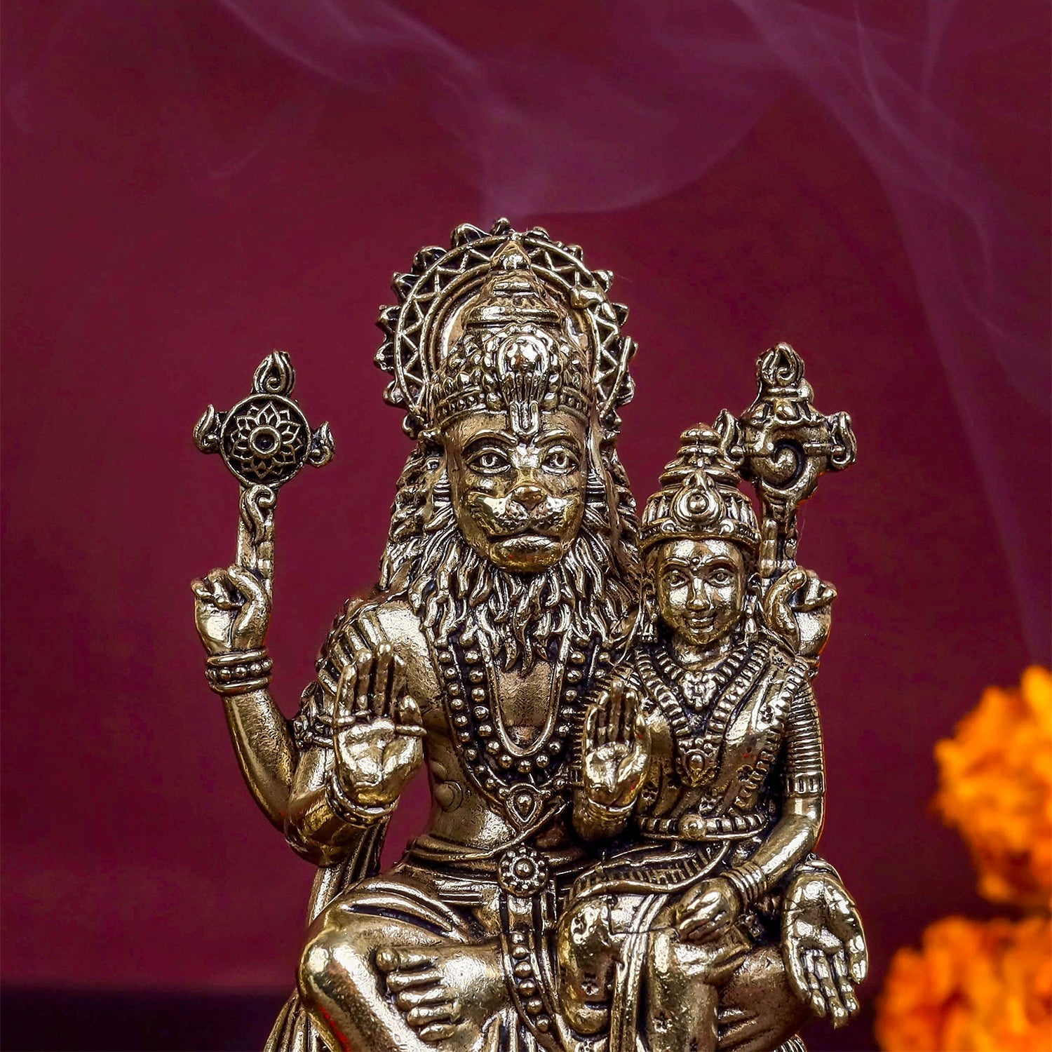 Brass Superfine Narasimha Lakshmi Idols 4 Inch - Image 2