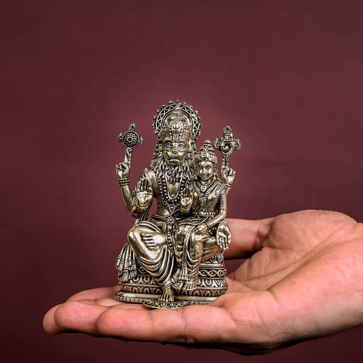 Brass Superfine Narasimha Lakshmi Idols 4 Inch - Image 5