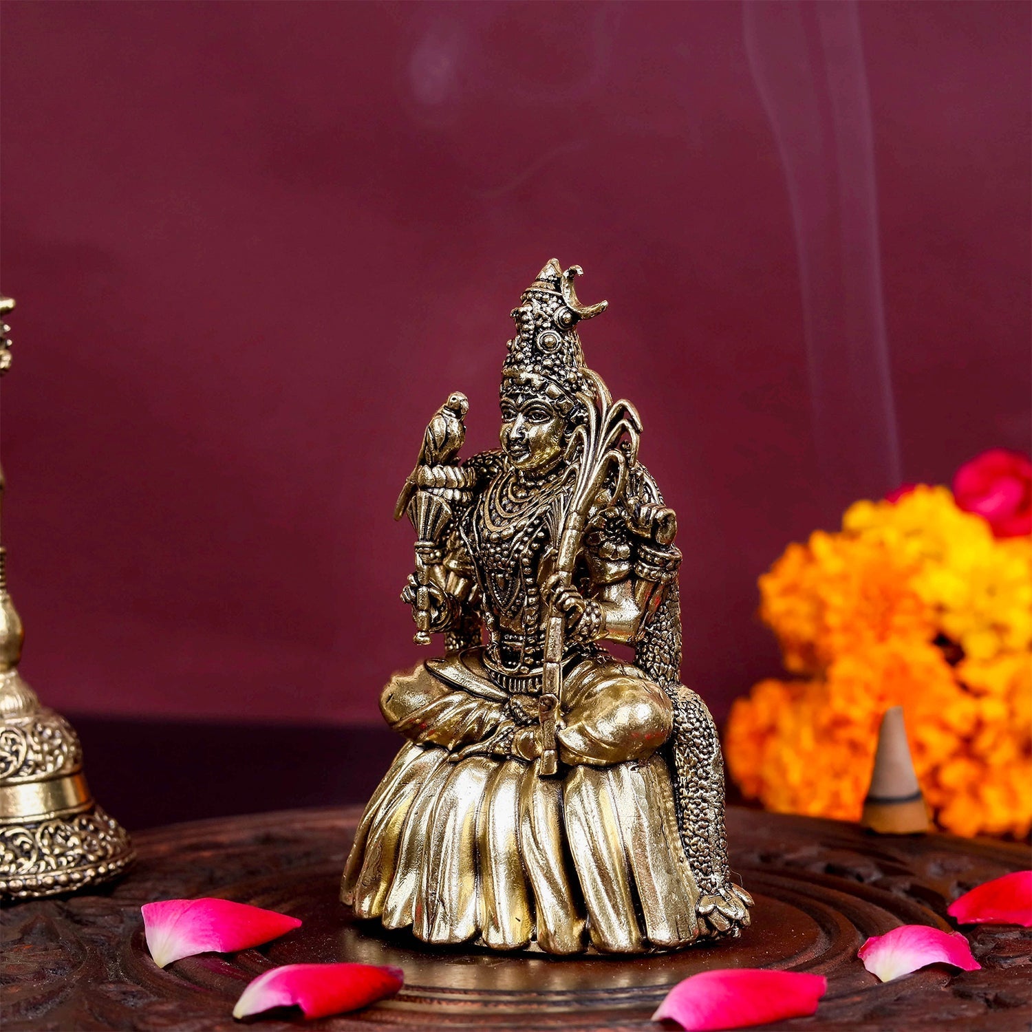 Brass Superfine Lalita Devi Rajarajeshwari Idol kamakshi amman 4 Inch - Image 4