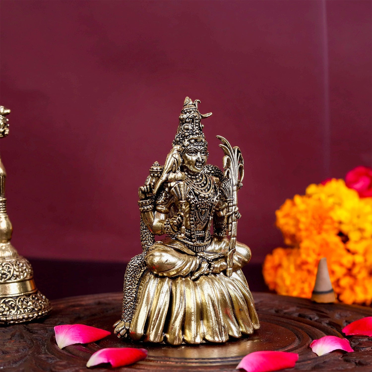 Brass Superfine Lalita Devi Rajarajeshwari Idol kamakshi amman 4 Inch - Image 3