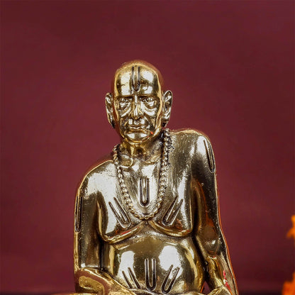 Brass Superfine Shri Swami Samarth Maharaj Statue (Swami of Akkalkot) 4 Inch by vendor-unknown - Hindu Gods (View 2)
