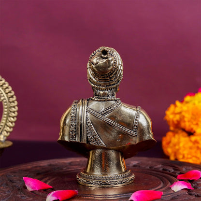 Brass Superfine Chatrapati Shivaji Maharaj Bust 4 Inch by vendor-unknown - Decor (View 5)