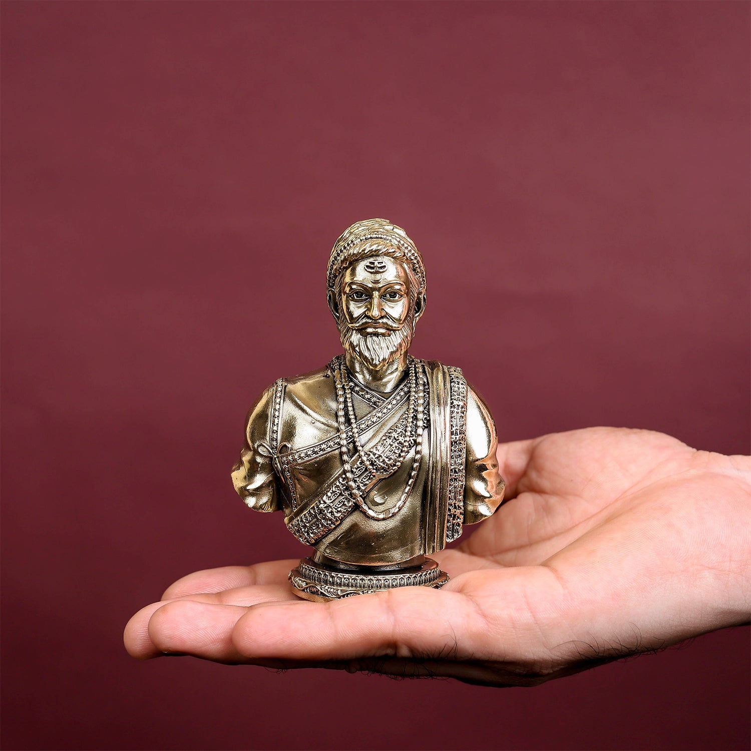 Brass Superfine Chatrapati Shivaji Maharaj Bust 4 Inch - Image 6