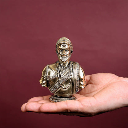 Brass Superfine Chatrapati Shivaji Maharaj Bust 4 Inch by vendor-unknown - Decor (View 6)