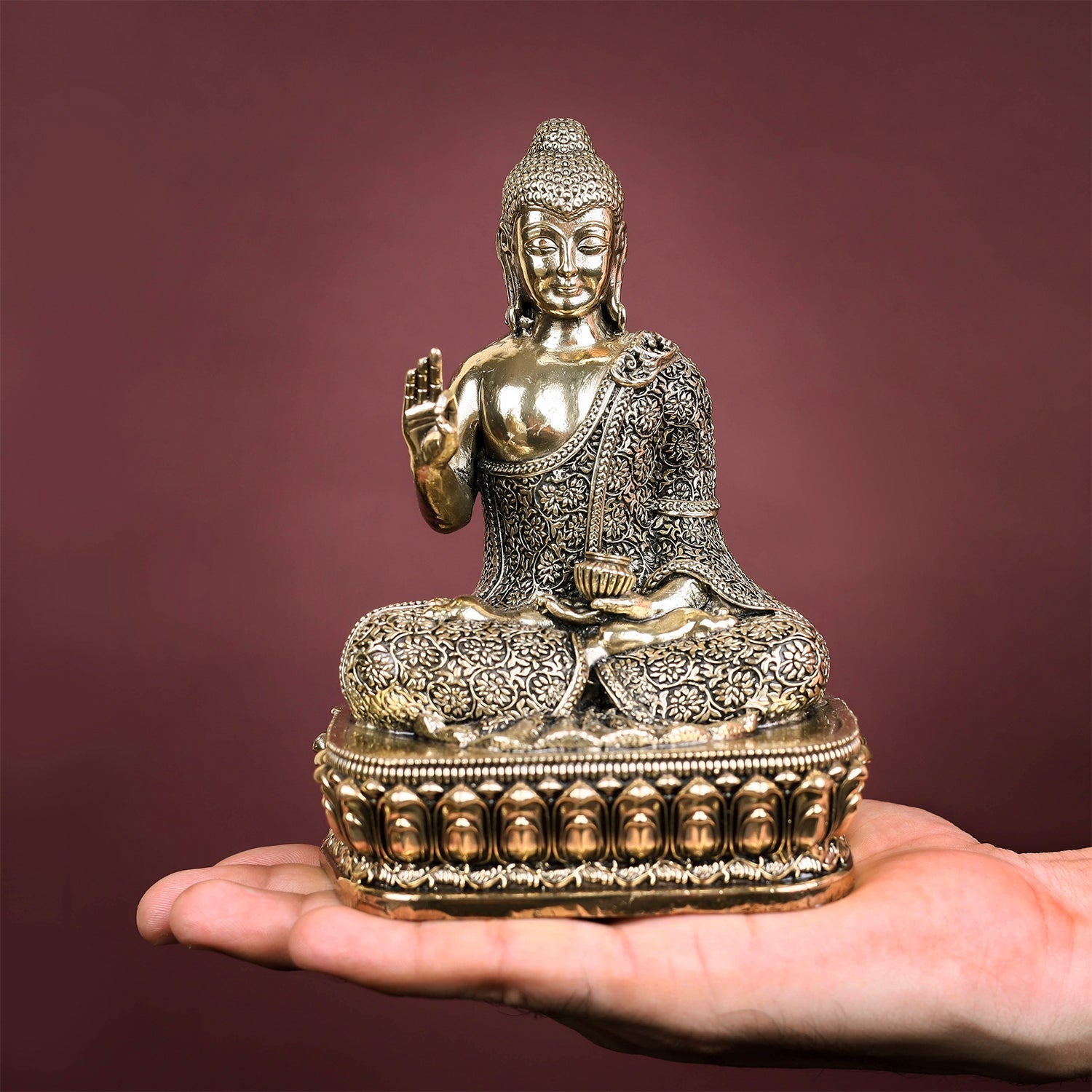 Brass Superfine Blessing Buddha Statue 6 Inch - Image 5