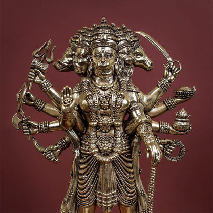 Brass Superfine Standing Panchmukhi Hanuman Idol 8 Inch by vendor-unknown - Hindu Gods (View 2)