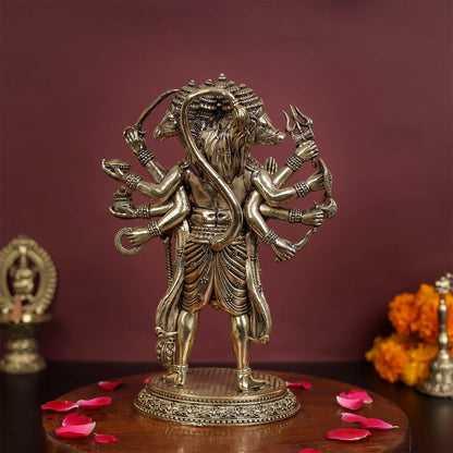 Brass Superfine Standing Panchmukhi Hanuman Idol 8 Inch by vendor-unknown - Hindu Gods (View 6)