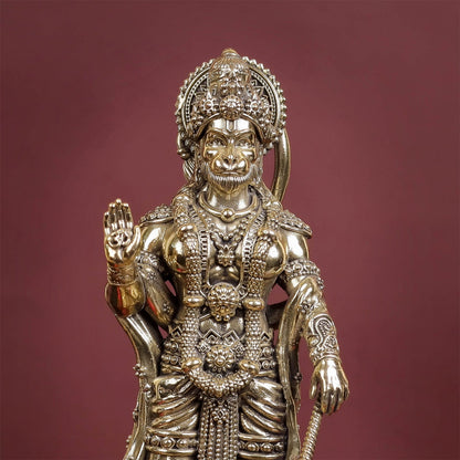Brass Superfine Standing Hanuman Idol 8 Inch by vendor-unknown - Hindu Gods (View 2)