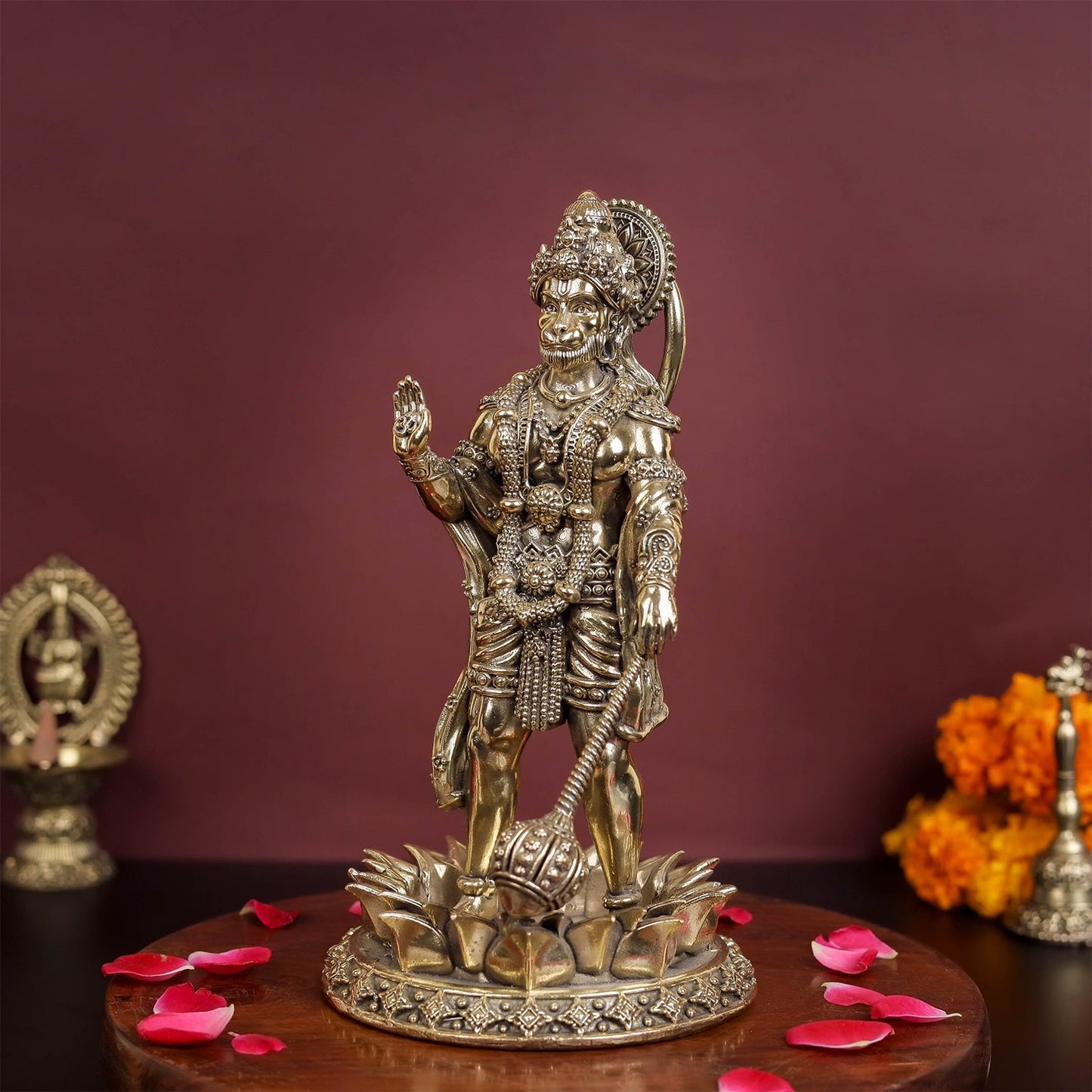 Brass Superfine Standing Hanuman Idol 8 Inch