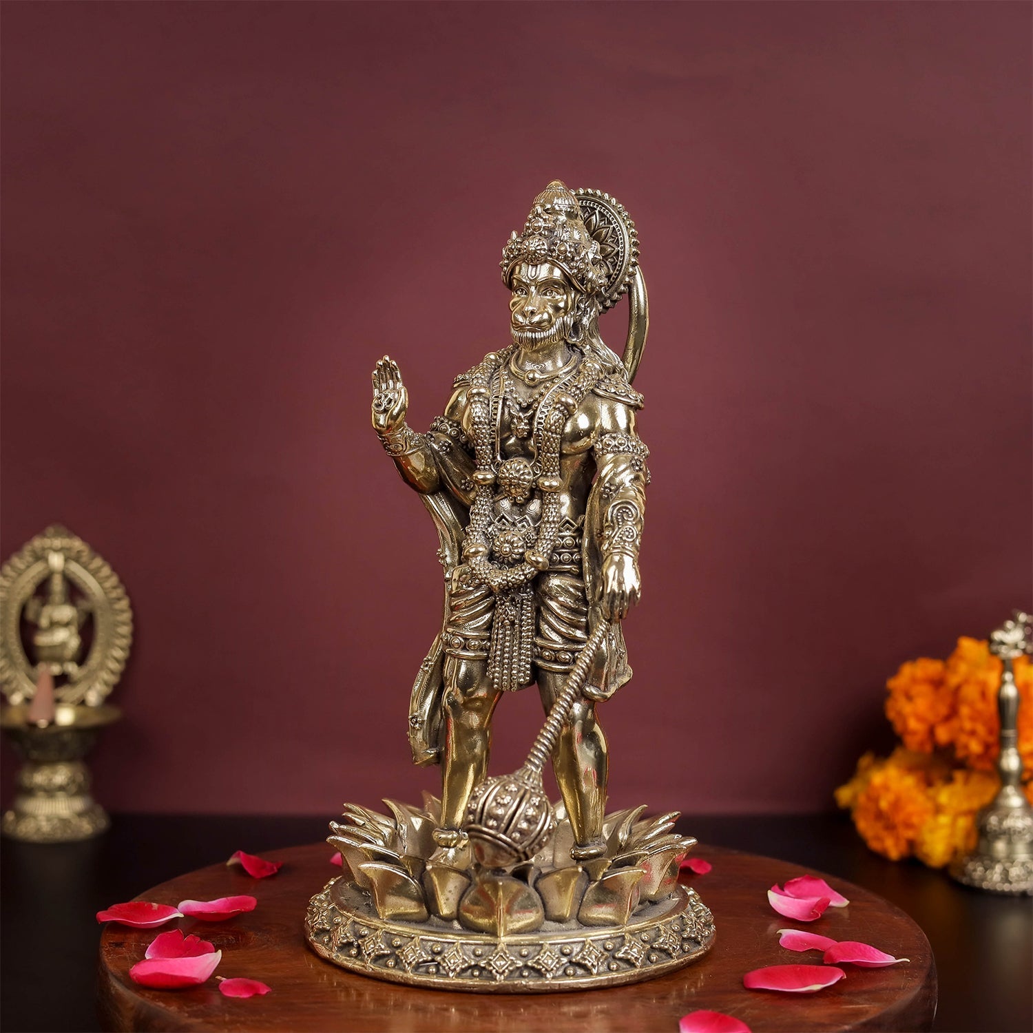 Brass Superfine Standing Hanuman Idol 8 Inch - Image 5