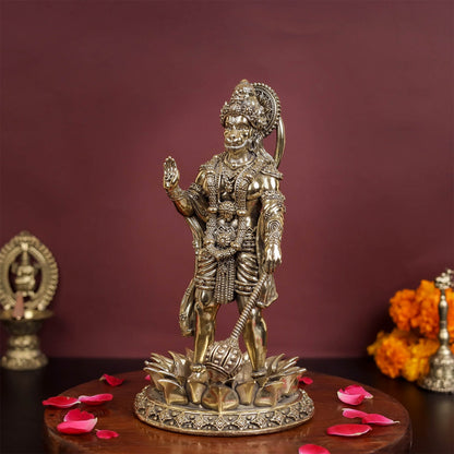 Brass Superfine Standing Hanuman Idol 8 Inch by vendor-unknown - Hindu Gods (View 5)