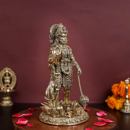 Brass Superfine Standing Hanuman Idol 8 Inch by vendor-unknown - Hindu Gods (View 4)