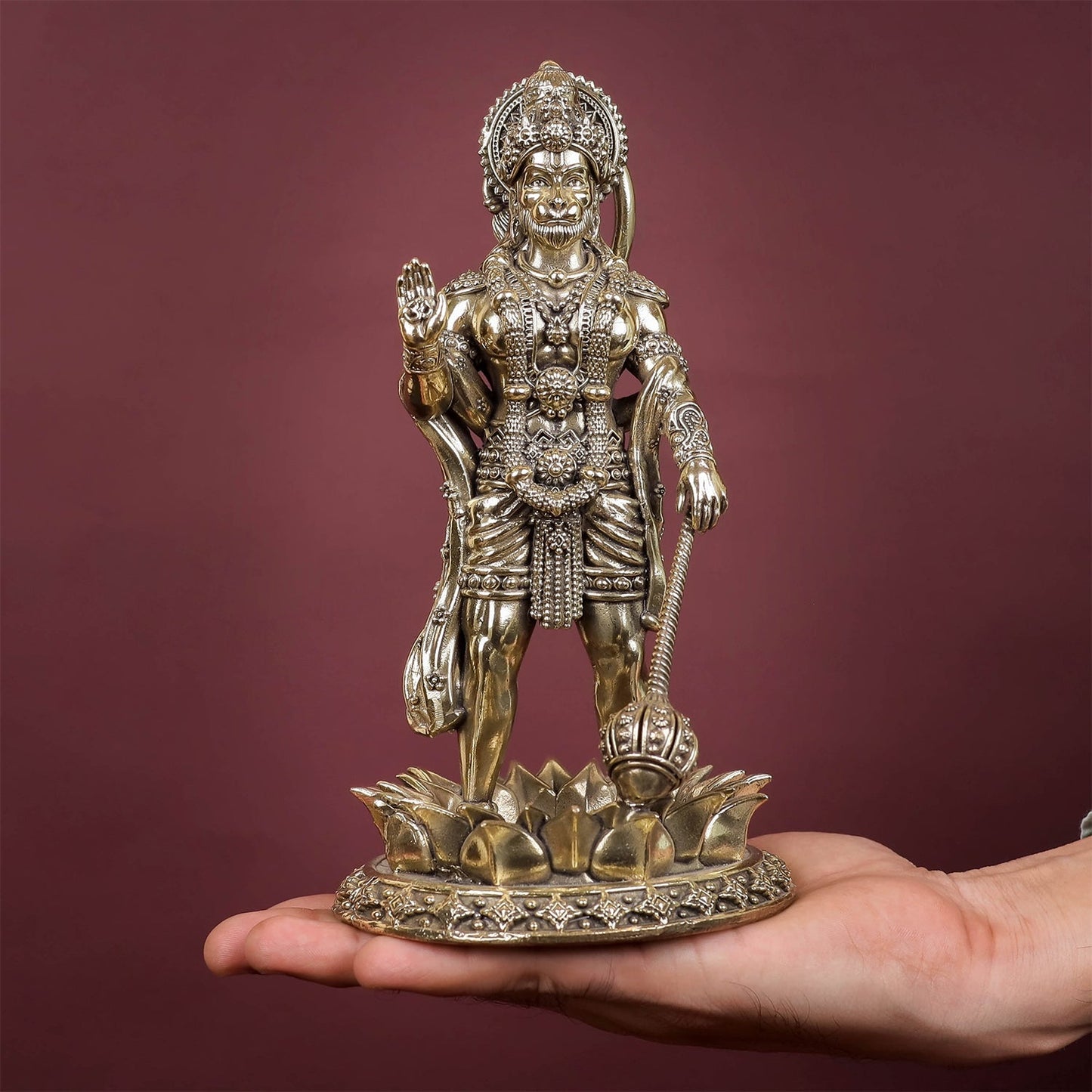 Brass Superfine Standing Hanuman Idol 8 Inch