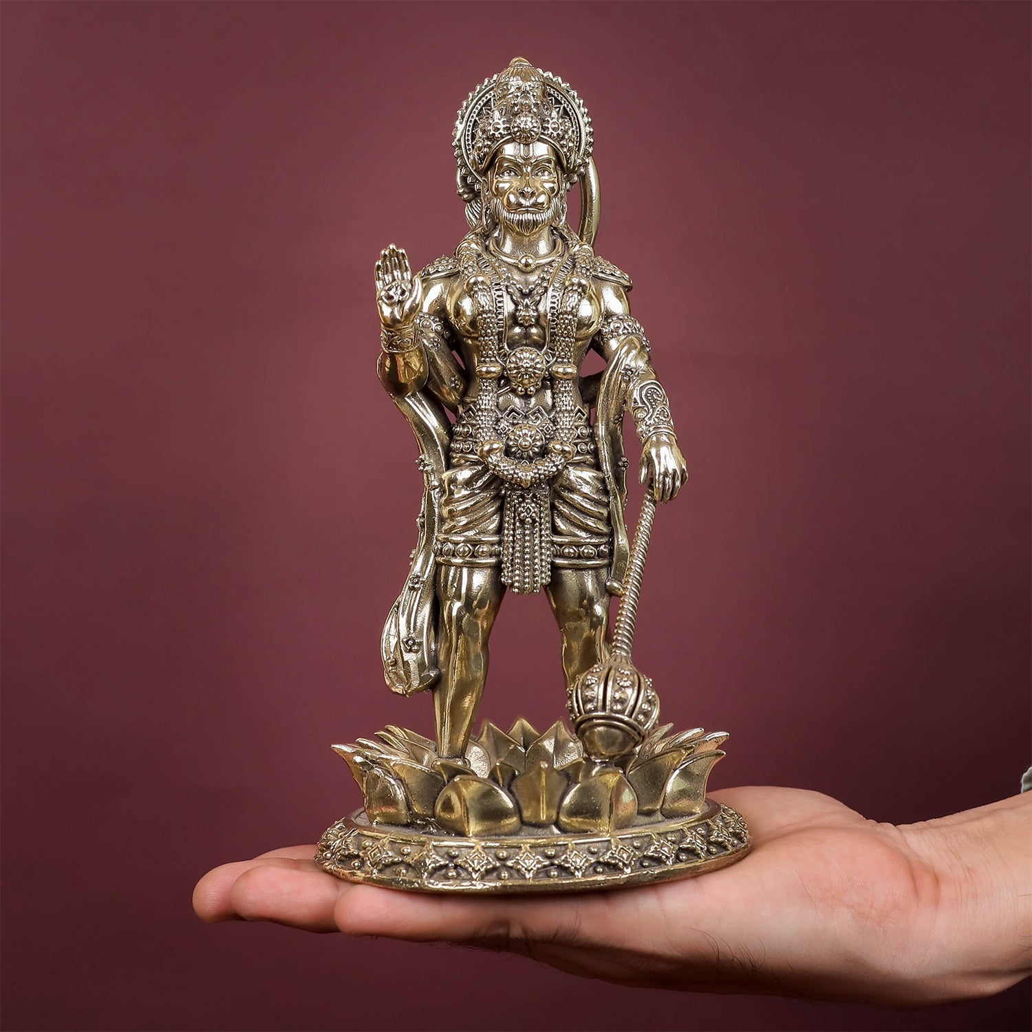 Brass Superfine Standing Hanuman Idol 8 Inch - Image 3