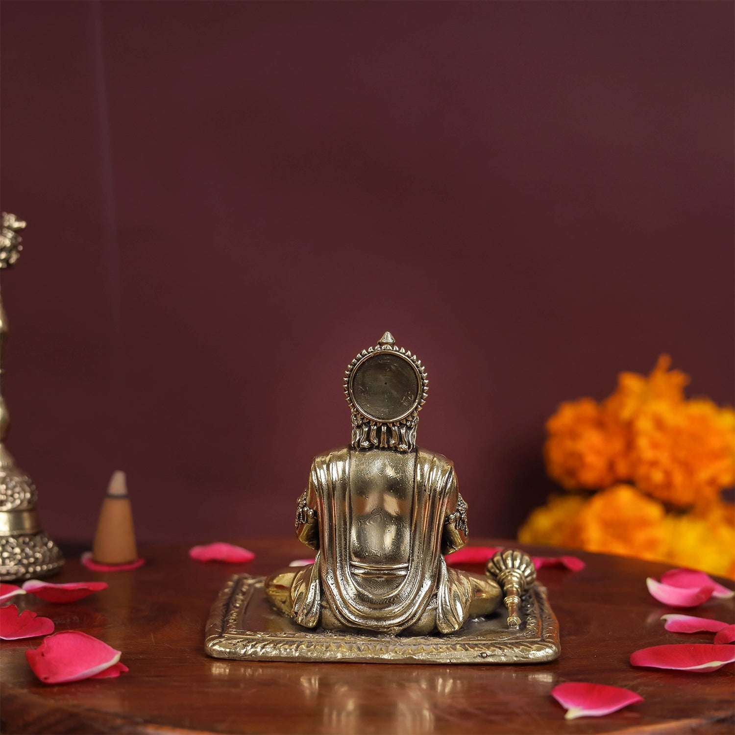 Brass Superfine Meditation Hanuman Idol Intricately Carved 3 Inch - Image 6