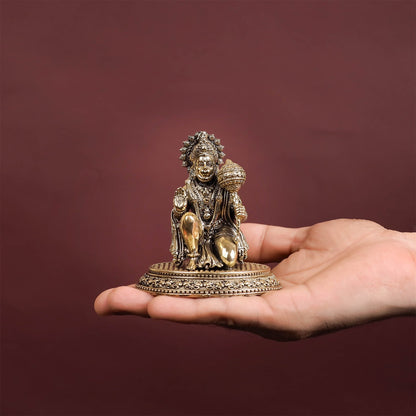 Brass Superfine Blessing Hanuman Idol 3.5 Inch by vendor-unknown - Hindu Gods (View 3)