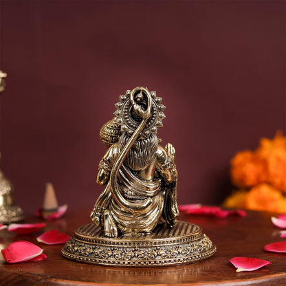 Brass Superfine Blessing Hanuman Idol 3.5 Inch by vendor-unknown - Hindu Gods (View 6)