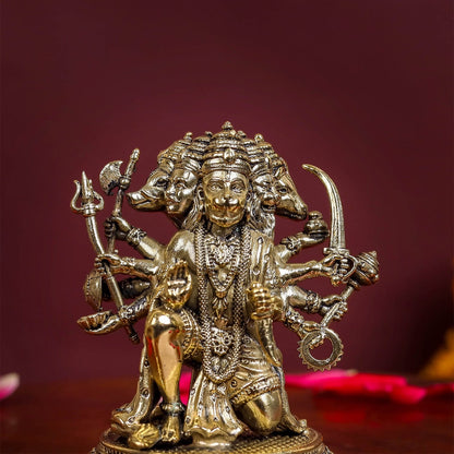 Brass Superfine Panchmukhi Hanuman Idol 3 Inch by vendor-unknown - Hindu Gods (View 2)