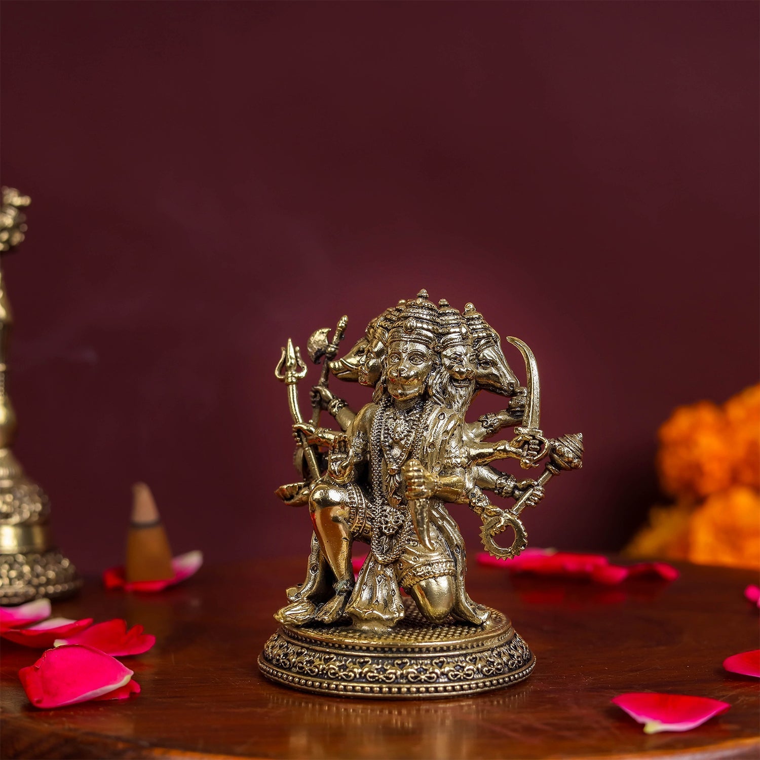 Brass Superfine Panchmukhi Hanuman Idol 3 Inch - Image 5