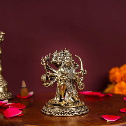 Brass Superfine Panchmukhi Hanuman Idol 3 Inch by vendor-unknown - Hindu Gods (View 4)