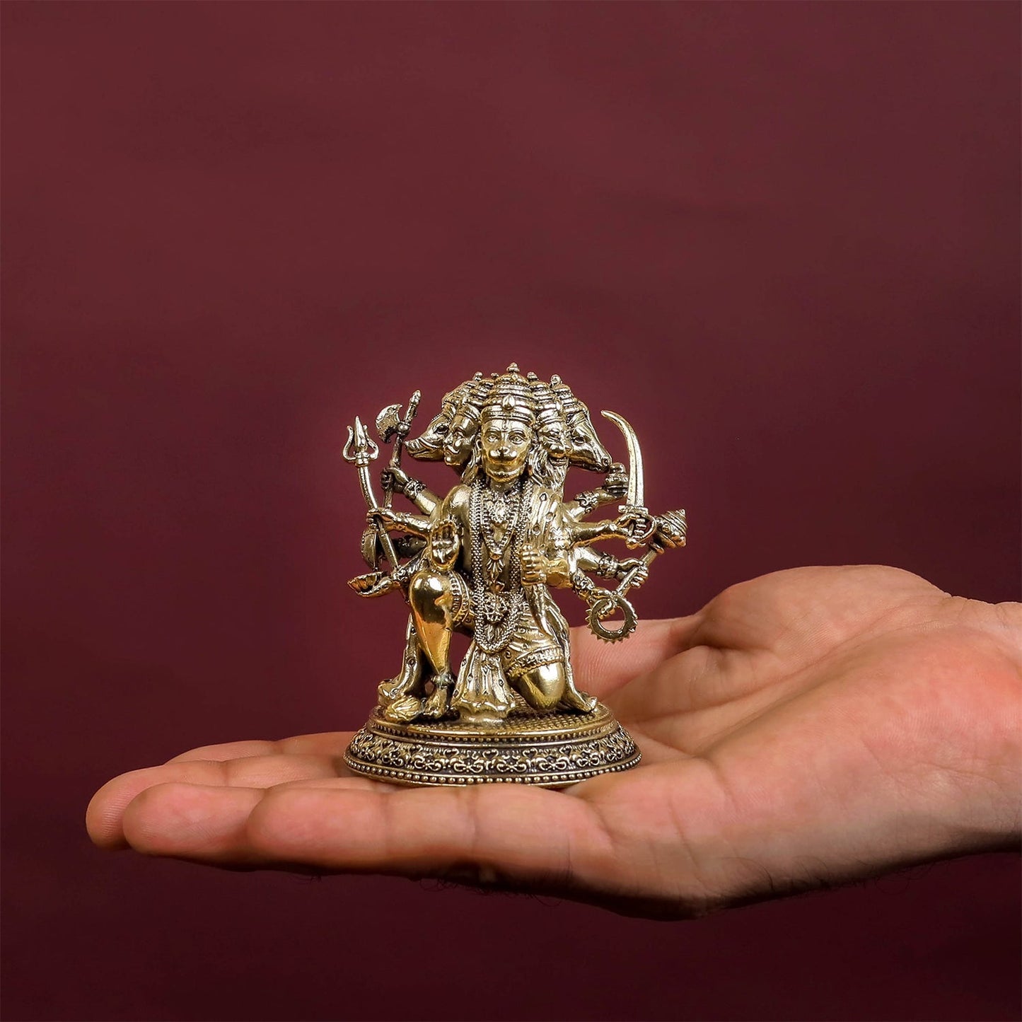 Brass Superfine Panchmukhi Hanuman Idol 3 Inch