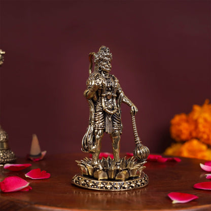 Brass Superfine Standing Hanuman Idol 4 Inch by vendor-unknown - Hindu Gods (View 4)