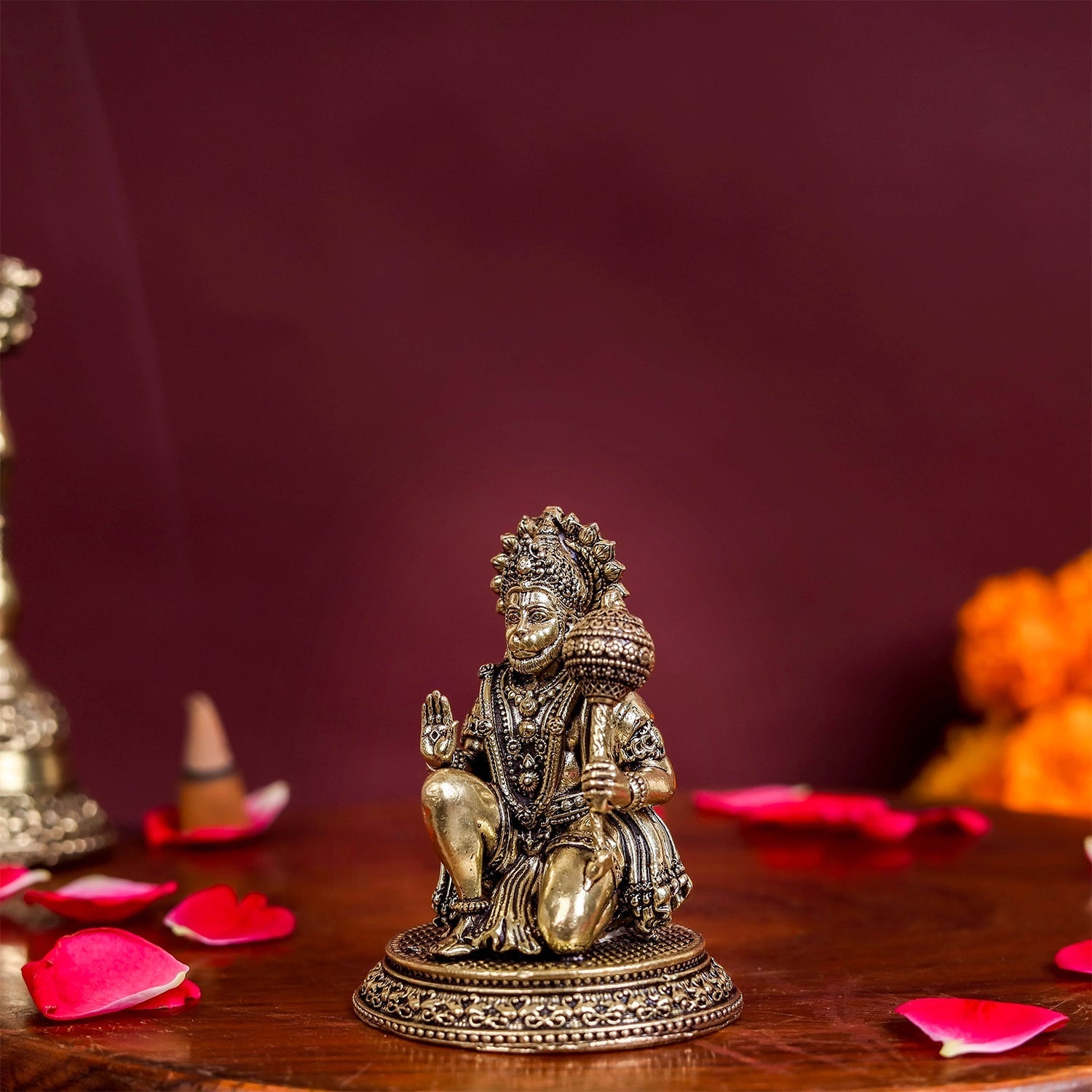 Brass Small Superfine Blessing Hanuman Idol 2.5 Inch - Image 5