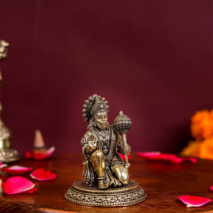 Brass Small Superfine Blessing Hanuman Idol 2.5 Inch by vendor-unknown - Hindu Gods (View 4)