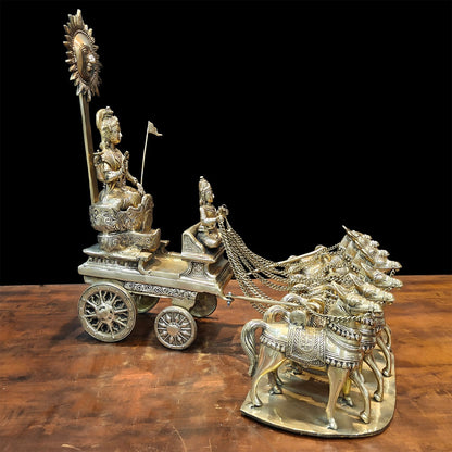 Brass Big Surya Rath With Seven Horses Golden Finish 27 Inches by vendor-unknown - Hindu Gods (View 3)