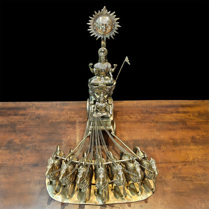 Brass Big Surya Rath With Seven Horses Golden Finish 27 Inches by vendor-unknown - Hindu Gods (View 8)